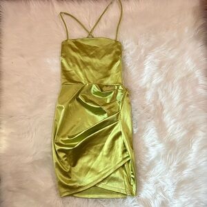 Elegant Green Satin Dress